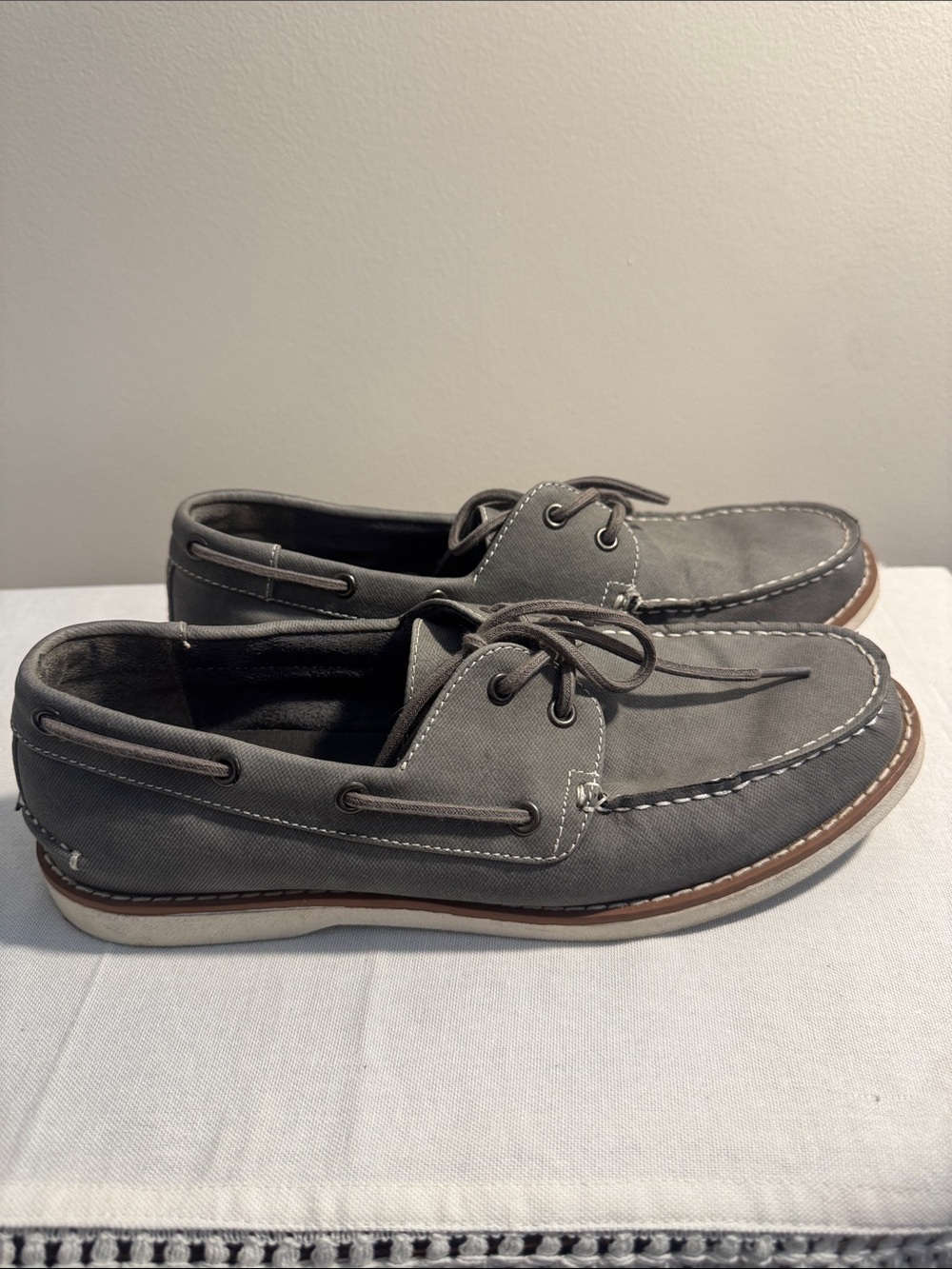 Men's Gray Canvas Boat Shoes